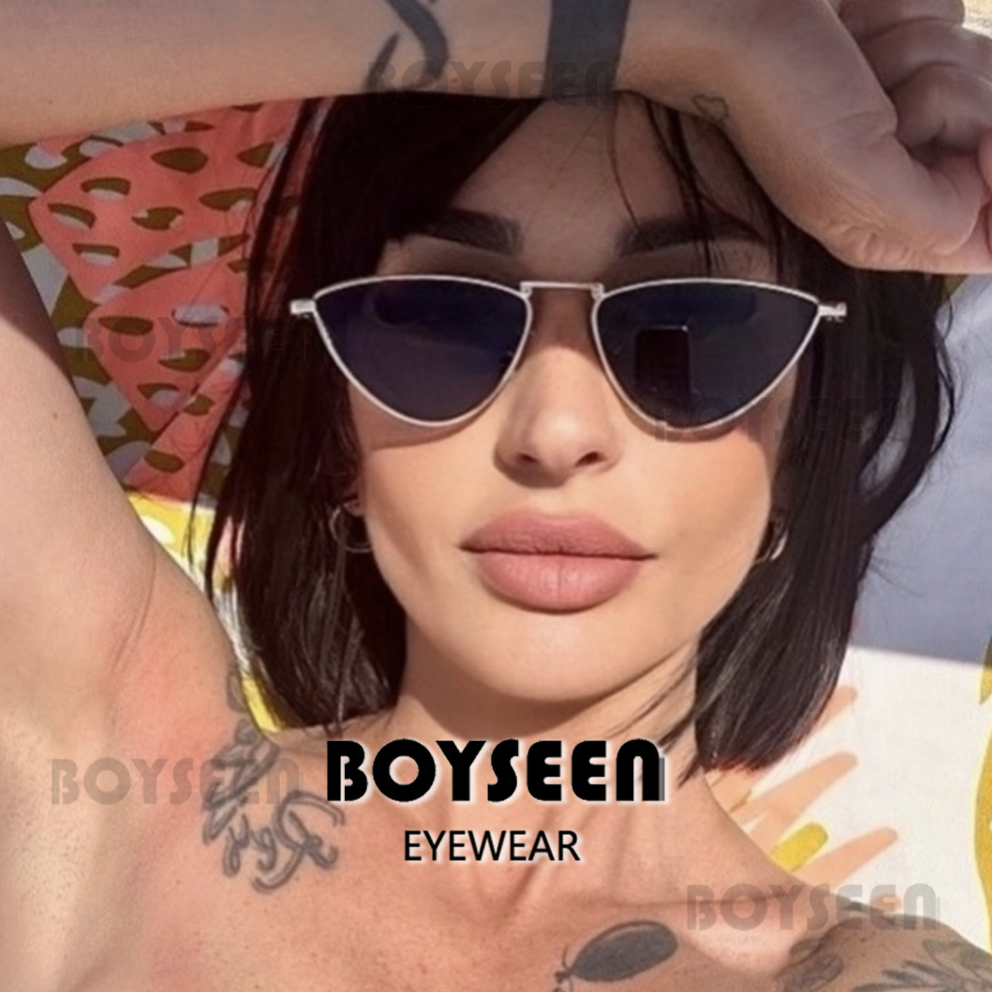 European and American trendy new triangle sunglasses, fashionable metal frame sunglasses, travel street photography, concave shape glasses, sun protection
