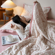Class A pure cotton double-layer gauze summer quilt 100% cotton summer cooling quilt washable summer air-conditioning quilt soy fiber thin cover blanket
