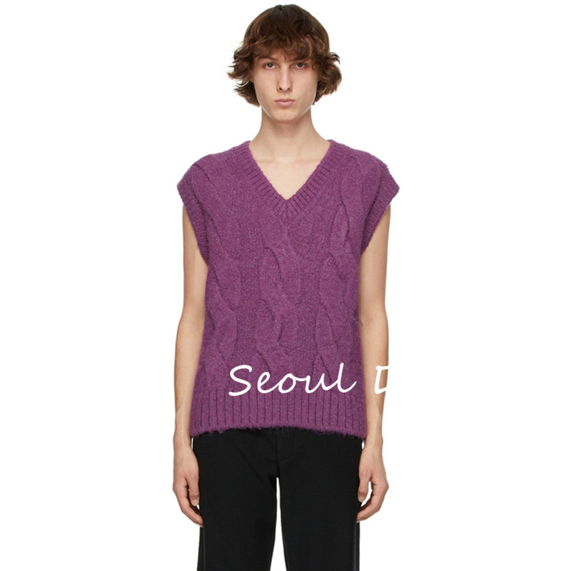 we11done official web 20aw retro twist knitted waistcoat V collar sweater welldone vest
