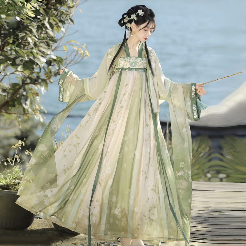 【Spring Step】Original Hanfu for Women, Tang-Style Chest-Length Hanfu with Skirt, Embroidered Fairy-Like Daily Wear, Slimming Set for Spring and Summer