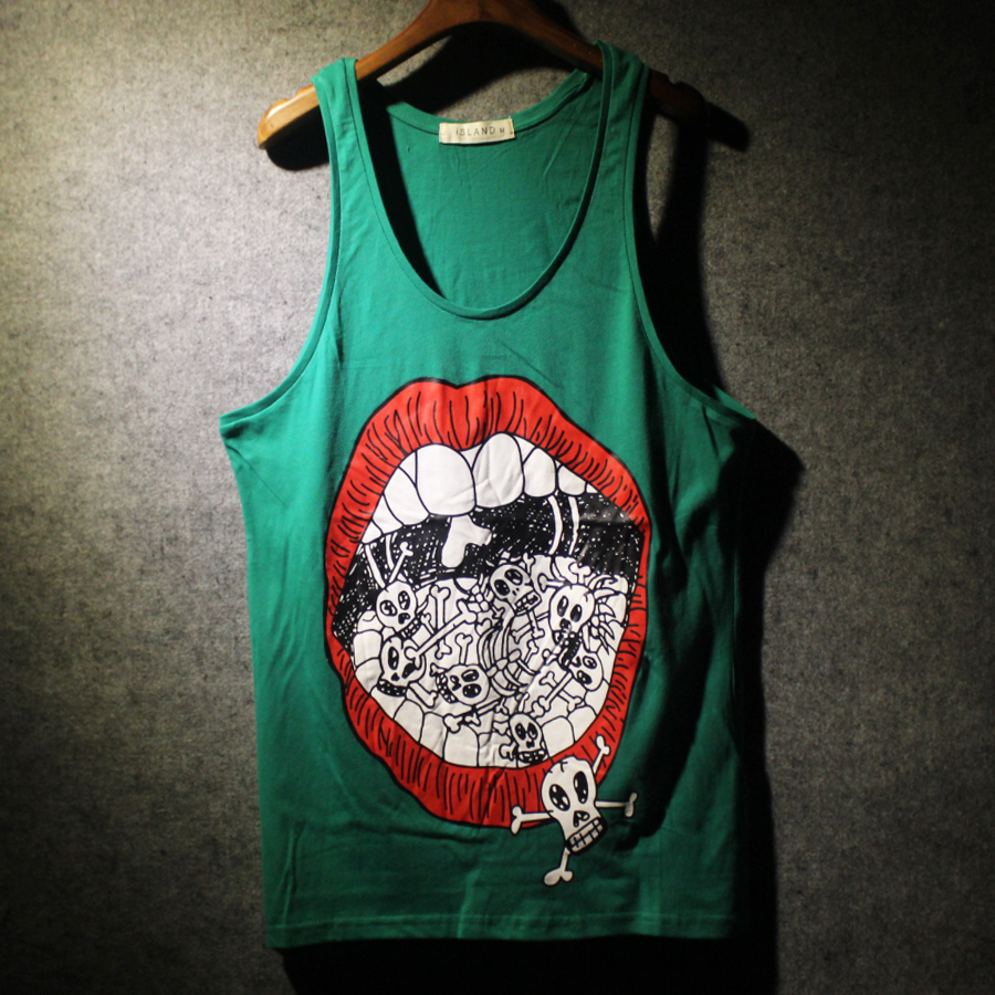Áo vest nam màu xanh Nhật Bản thể dục retro chạy bộ mồ hôi vest Thể hình hip hop vui nhộn nếu thời trang nam áo ba lỗ nam cao cấp