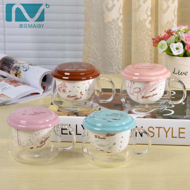 Office cup printed glass ceramic with lid with tea leak high temperature resistant little fresh creative gift Fancy Tea Lovers Cup