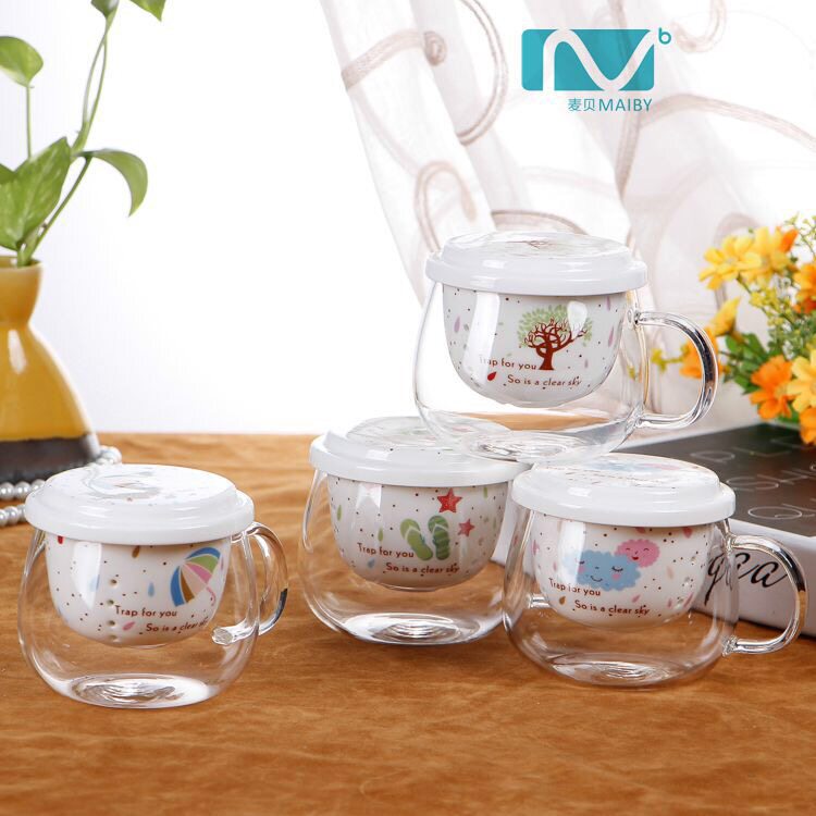 Integrated new printed glass ceramic with lid with tea leak high temperature resistant little fresh creative gift Fancy Tea Lovers Cup
