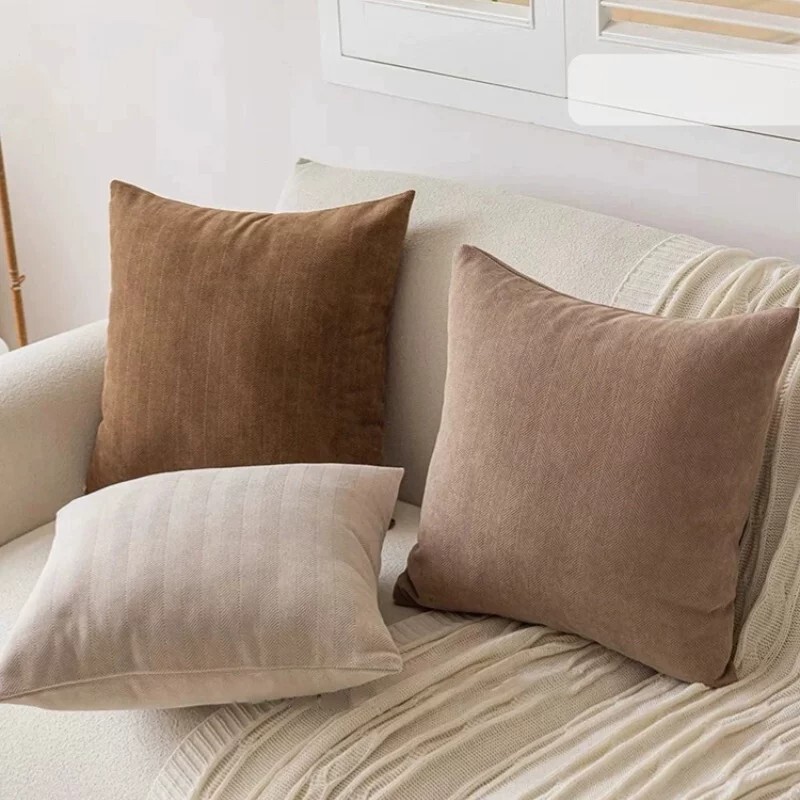 Muse Solid Color Chenille Pillowcase Nordic Simple Cream Style Coffee Brown Large Cushion Pillow Lumbar Support Sofa Backrest Muse Solid Color Chenille Pillowcase Nordic Simple Cream Style Coffee Brown Large Cushion Pillow Lumbar Support Sofa Backrest