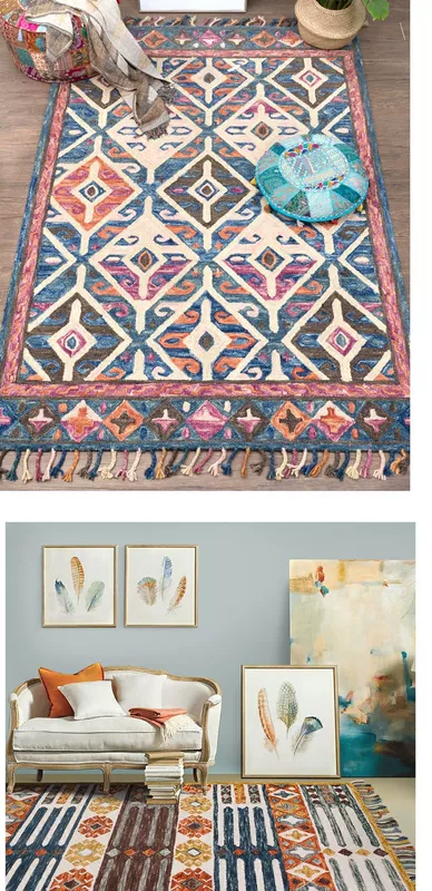 Youli nhập khẩu thảm len dệt kim tinh khiết Kilim dân tộc phong cách boho sofa phòng khách bàn cà phê chăn - Thảm thảm ngủ