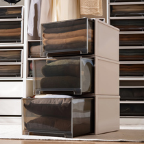 Wardrobe storage box drawer type household clothes storage box transparent plastic locker sub clothing underwear finishing box