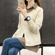 Thu đông 2019 nữ mới phiên bản Hàn Quốc của áo giả hai dây thời trang cổ áo khâu áo len nữ chạm đáy hoang dã - Đan Cardigan