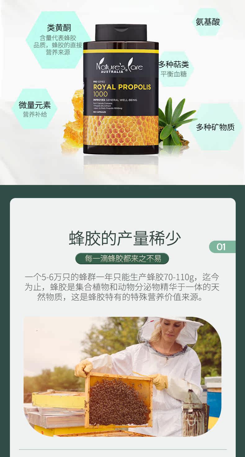 澳洲进口 NCpro 天然黑蜂胶软胶囊 365粒 图3