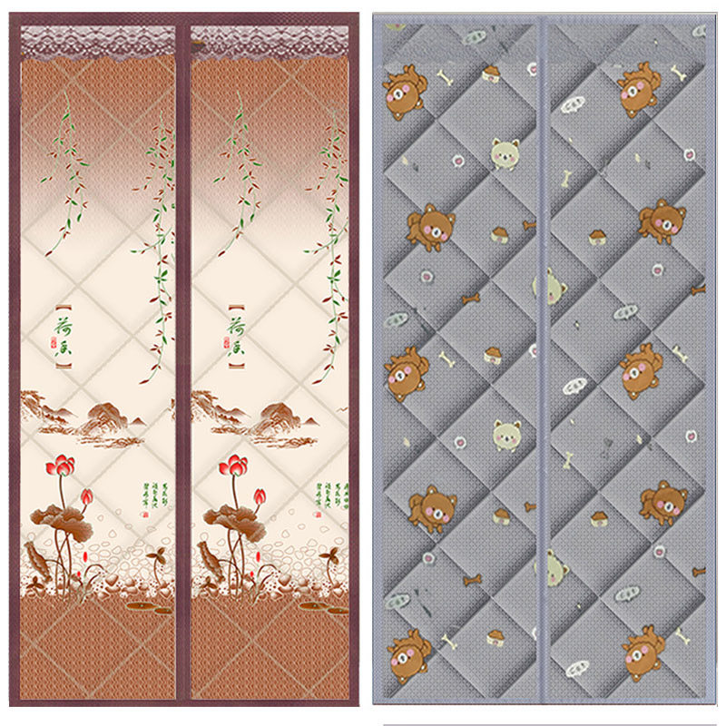 Winter cotton curtain curtain magnetic suction heating household cold protection wind in winter thickening air conditioning wind insulation and free punching
