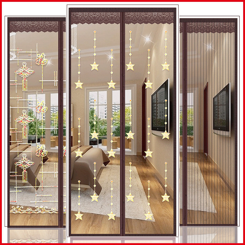 Summer anti-mosquito door curtain home bedroom partition encrypted screen window Velcro mosquito net anti-fly magnet pair suction without punching