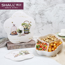 Snacks melon seed plate nut plate plastic creative dried fruit box home living room modern European style candy plate with lid