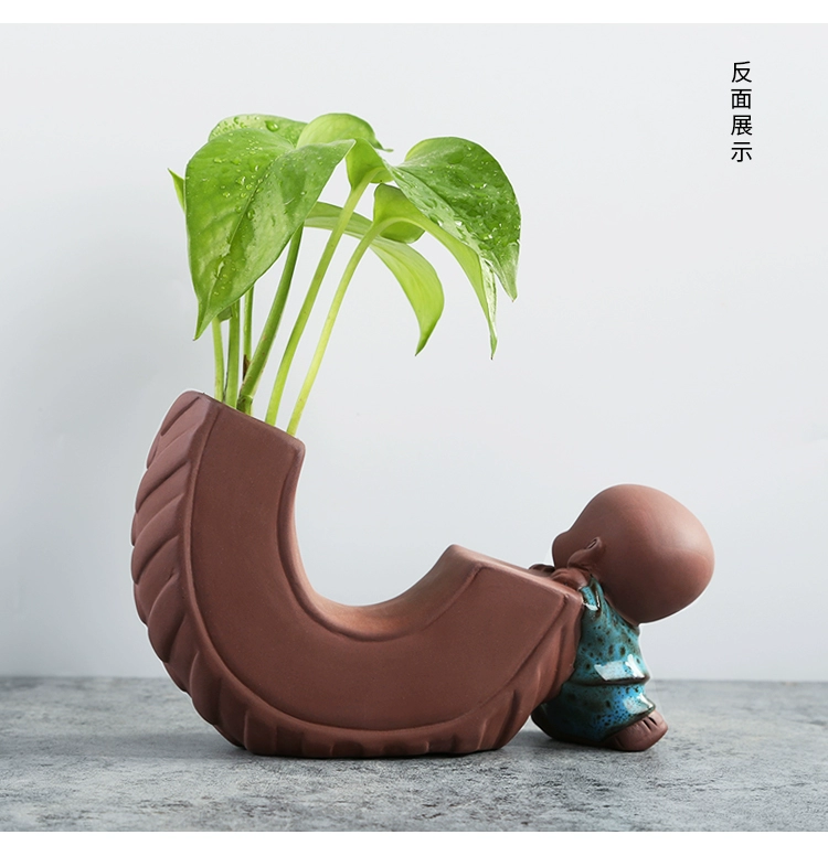 Sáng tạo hoa màu xanh bình hoa tím nước cát chậu hoa chậu sáng tạo nhà sư nhỏ hoa trang trí nhà - Vase / Bồn hoa & Kệ