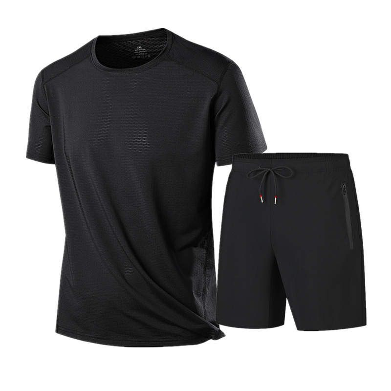 Outlet Summer Men's Sports Suit Short-Sleeved Quick-Drying Running Fitness Casual Shorts Two-Piece Loose Set Outlet Summer Men's Sports Suit Short-Sleeved Quick-Drying Running Fitness Casual Shorts Two-Piece Loose Set