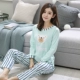 Bộ đồ ngủ dài tay mùa xuân và mùa thu nữ mùa thu cotton mỏng phiên bản Hàn Quốc của bộ đồ cotton tươi mát phù hợp với mùa hè áo kiểu nữ