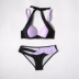 Âu Mỹ gợi cảm màu đen và trắng phù hợp với áo tắm hai dây bikini áo tắm nữ bikini cỡ lớn xẻ tà áo tắm suối nước nóng - Bikinis Bikinis