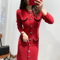 Zhao Liying Tongan Dress Stars the same style Zhao Li Ying Tongan clothes Red long sleeves Long sleeves Knitted Dress dress