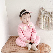 Newborn Baby Clothes Spring Autumn Clothing Conjoined Clothing Woman Baby Super Cute Little Bear Pure Cotton Khaclothes 100 Days Out Of Climbing Clothing