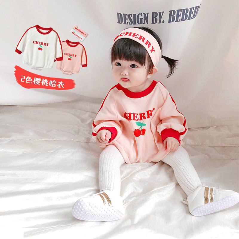 South Korea's spring and autumn female baby baby even body clothes for a few days, wind photo clothes full moon 100 days cute gown