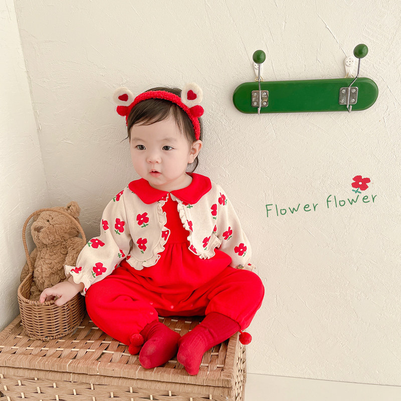 Baby clothes Spring and autumn clothes with baby foreign Pays clothes for the year 100 Days Catch Weekly Dress Spring New Year Dress