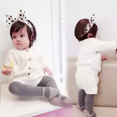 Poisonous White autumn and winter baby sweater set female baby knitted cardigan girl two-piece 0-1 year old 6 months spring and autumn