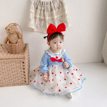 Girl Lian Dress Spring Autumn Dress Woman Baby Super Ocean College Wind Mesh Veil Princess Dress Little Girls Gown Dress
