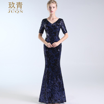 JUQN Ninety-green Night Gown 2022 new dress Dress Banquet Host Recept Noble Elegant Fish Tail Long Dress