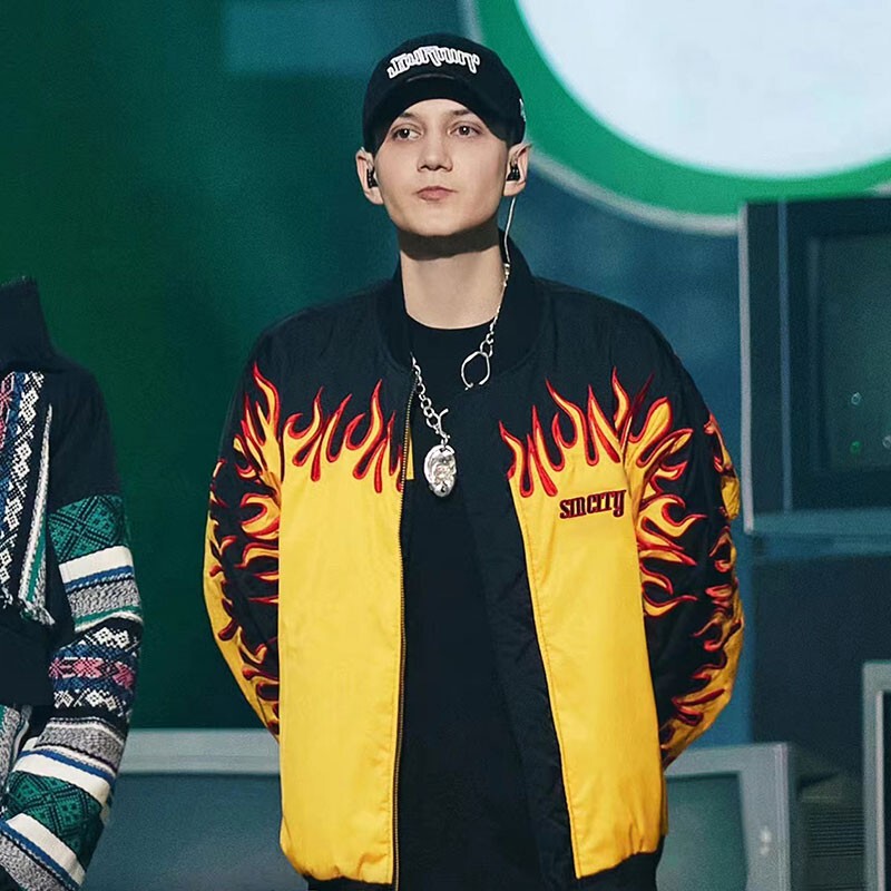 Men's Jacket Oldgreen Og Chinese Rap Peak Competition Flash Fire Aihe Same Style Baseball Jacket