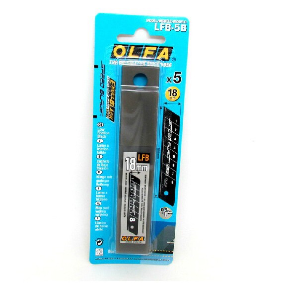 OLFA European hair LFB-5B large-scale fluorine-coated fast black-edged art blade black blade 5 pieces 18mm
