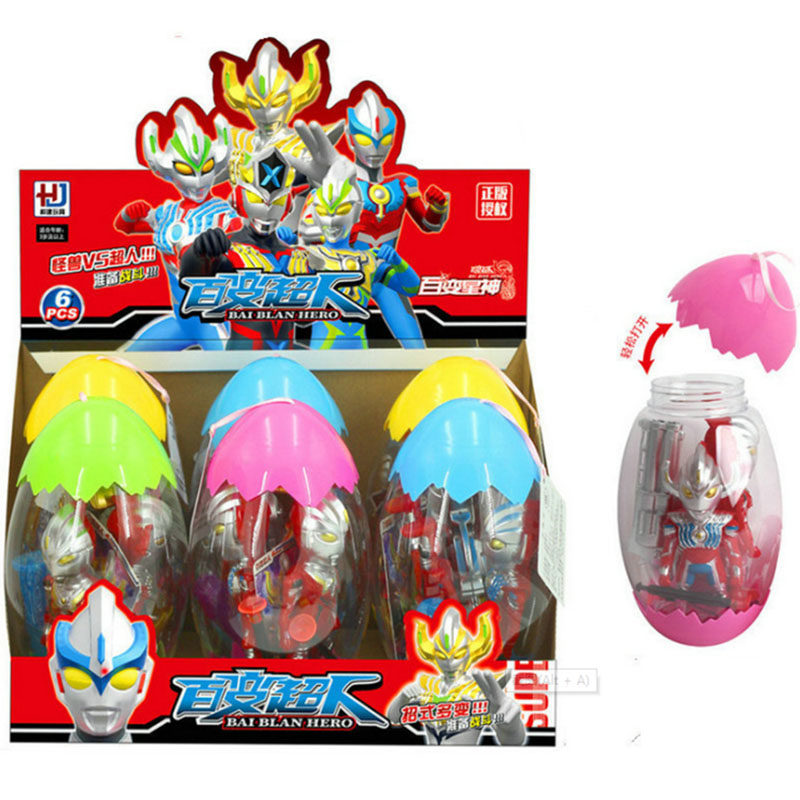 Cartoon Cartoon Student Prize Superhuman Deformation Egg Man Occasionally Capsule Card Blind Box Soft Slingshot Child Toys Mixed Batch
