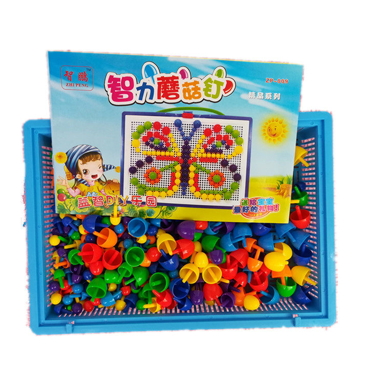 Kindergarten Mushroom Nail Tabletop Parquet Plugboard Children Early Teaching Combined Puzzle Jigsaw Puzzle Force Creative Toys