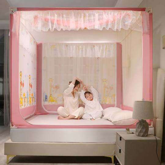 Mosquito Net 2022 New Model, Thickened and Anti-Fall, for Children's Home Use in the Bedroom, No Installation Needed, Mongolian Style, Baby Crib with Reinforced Bottom and Dense Mesh