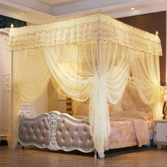 Nanjiren Floor-Standing Three-Door Mosquito Net for 1.5m/2m Bed, New Style Mosquito Net for Home Use, Princess-Style Bed Canopy, Home Bed Curtain