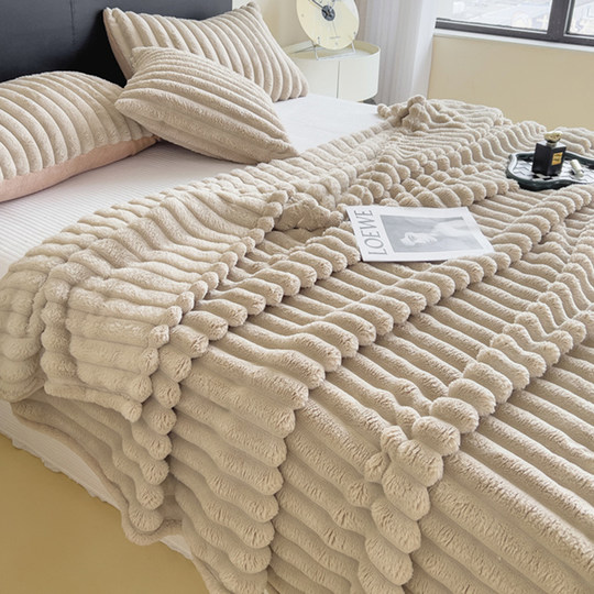 Rabbit Fur Plush Blanket, Office Nap Blanket, Milk Velvet Air Conditioning Blanket, Coral Velvet Bed Sheet Blanket for Bed