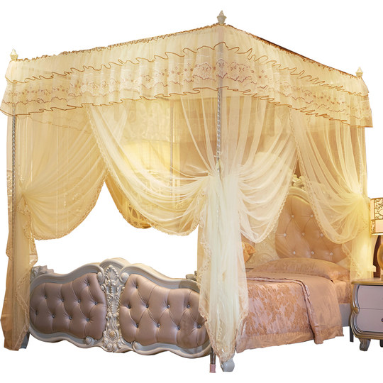 Nanjiren Floor-Standing Three-Door Mosquito Net for 1.5m/2m Bed, New Style Mosquito Net for Home Use, Princess-Style Bed Canopy, Home Bed Curtain