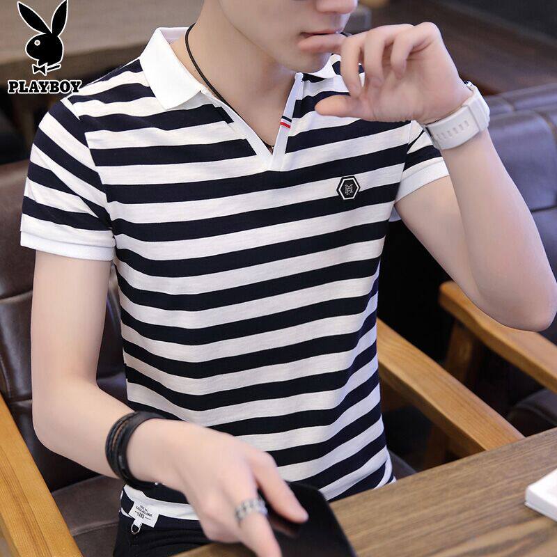 Flowers Playboy Summer short sleeve T-shirt Men's tide Tide Pure Cotton 2022 New T-shirt Half Sleeve Polo Jersey Man