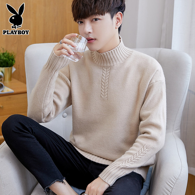 Playboy autumn sweater men's high-necked trendy loose spring and autumn sweater bottoming knitted sweater men's clothing