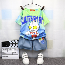 Ottman Clothes Boy Summer Short Sleeve Suit 2022 New Shorts Summer Clothing Nets Red Superman Han Edition Child Tide