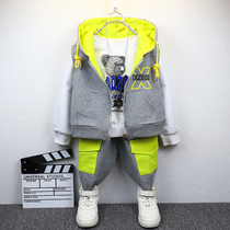  Boys  autumn suit sports childrens 2021 new handsome foreign style childrens spring and autumn net red baby sweater three-piece set