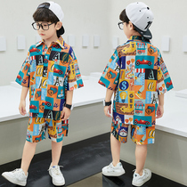 Boys summer clothing suit 2022 new children Summer floral shirt baby short sleeve handsome beach clothes Two sets