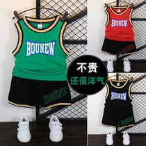 Boys vest set summer clothes 2020 new childrens basketball clothing foreign childrens Jersey sleeveless sports two-piece set