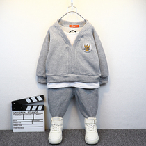  Ultraman clothes boys autumn suit 2021 new college style childrens boys spring and autumn western style two-piece tide