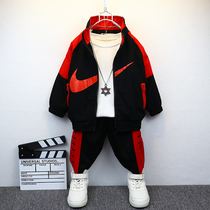 Boys suit spring and autumn 2021 new middle and large childrens Western style fashionable clothes trendy boys autumn sports two-piece suit