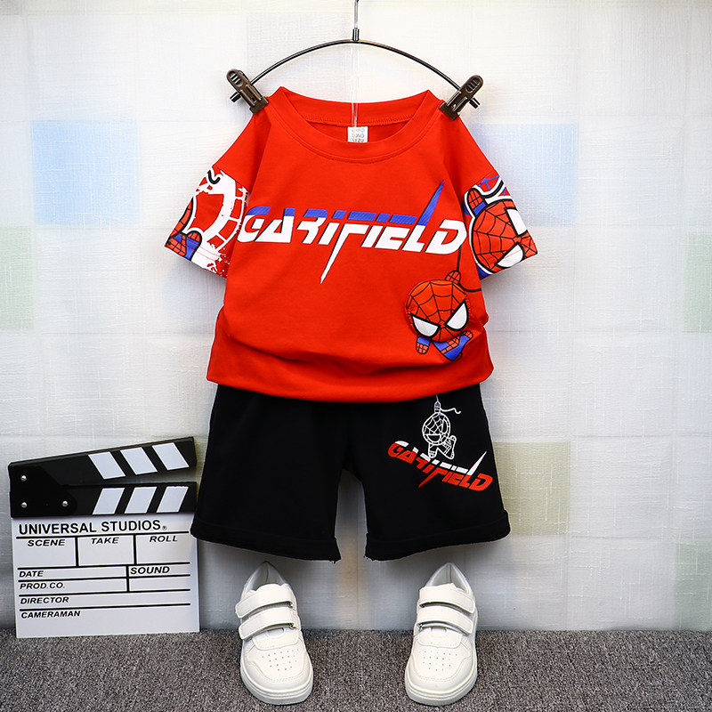 Spider Man Clothes Foreign Pie Boy Summer Suit 2022 New Baby Pure Cotton Clothes Children Short Sleeves Two Sets