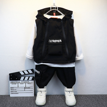  Boys  autumn suit 2021 new childrens western style baby spring and autumn clothes handsome casual tooling three-piece suit