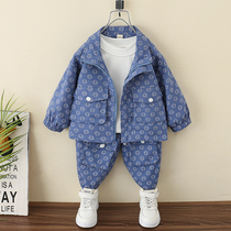  Childrens clothing boys  suit spring and autumn 2021 new childrens middle and large childrens sports Korean version of the net red ocean handsome casual trend