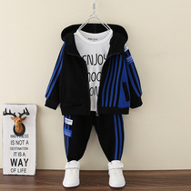 Boy spring and autumn set handsome 2021 new foreign baby children autumn boys sports two-piece set fashionable tide