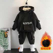 Boys winter suit 2021 New Zhongdai fashionable clothes tide boy spring and autumn sports two-piece set
