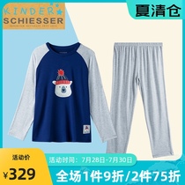 Germany Shuya boy pajamas spring and summer new childrens big boy Modal home wear set 3B-15870H
