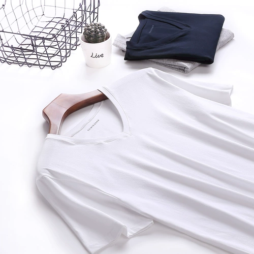 Хлопковая летняя футболка с круглым воротником, Германия, V-образный вырез