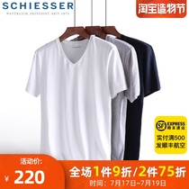 Germany Shuya T-shirt mens pure cotton mens casual T-shirt Simple round neck V-neck short sleeve base shirt undershirt Men 2 pieces